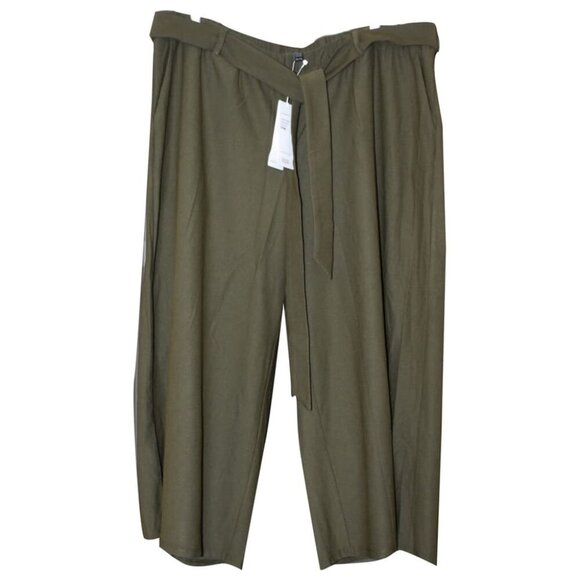 Eileen Fisher Pants - New w/Tags - Eileen Fisher Stretch Crepe Wide Leg Cropped Pants, Olive, XL